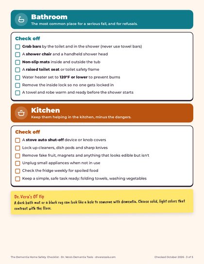 A preview of the Dementia Home Safety Checklist, part 3